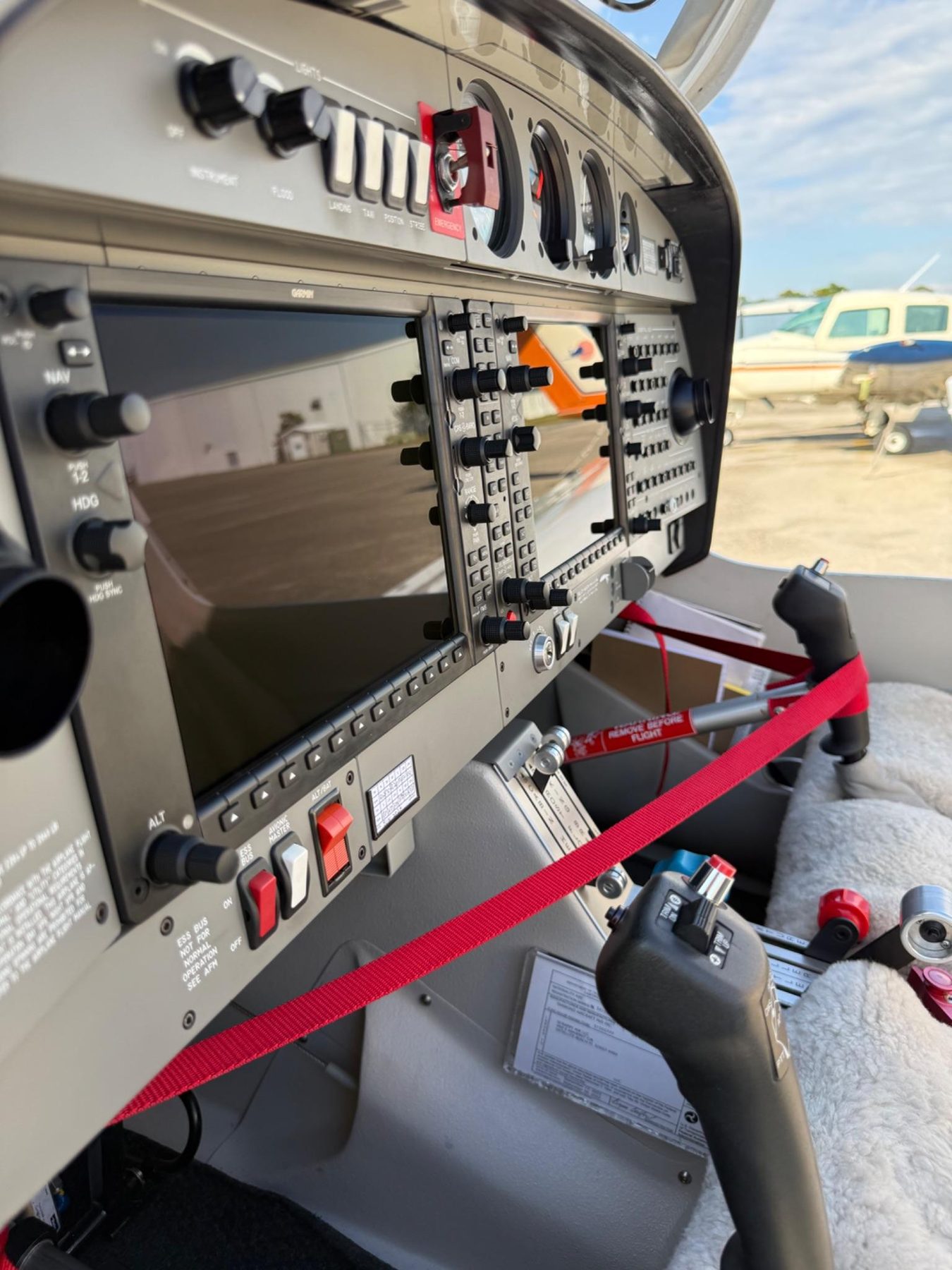 Detailed cockpit avionics panel